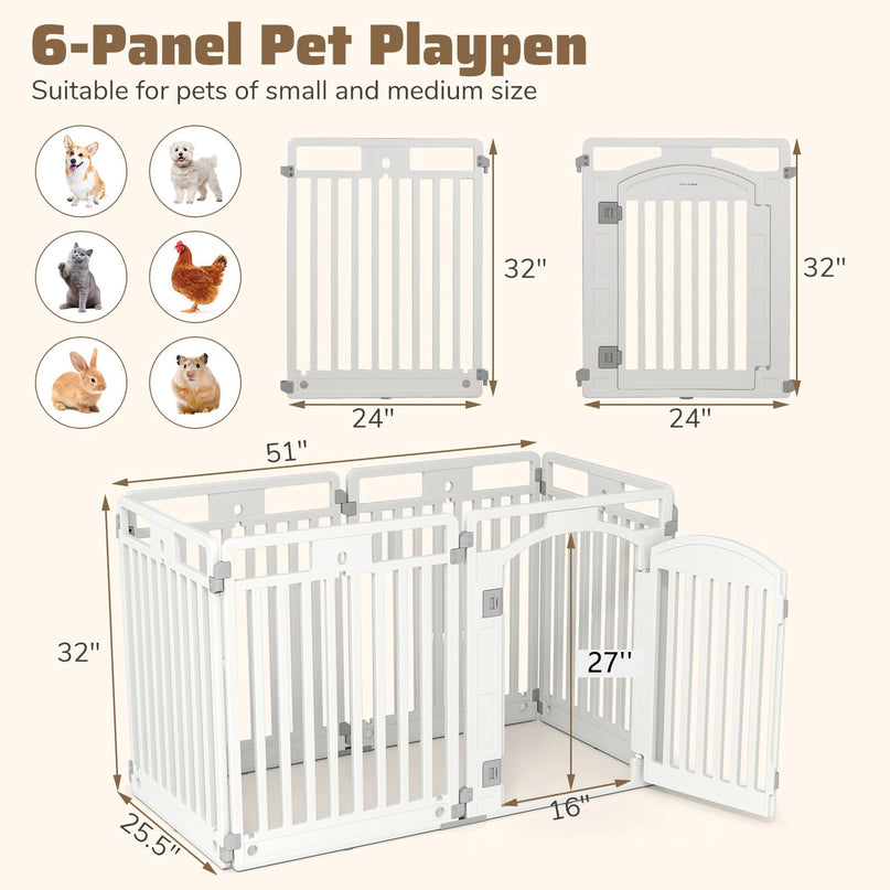Giantex 32'' Tall Plastic Pet Fence with Lockable Door
