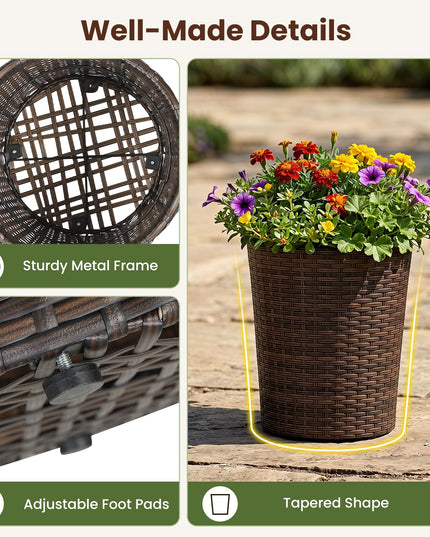 Giantex Set of 3 Plastic Planters with Drainage Holes and Saucers
