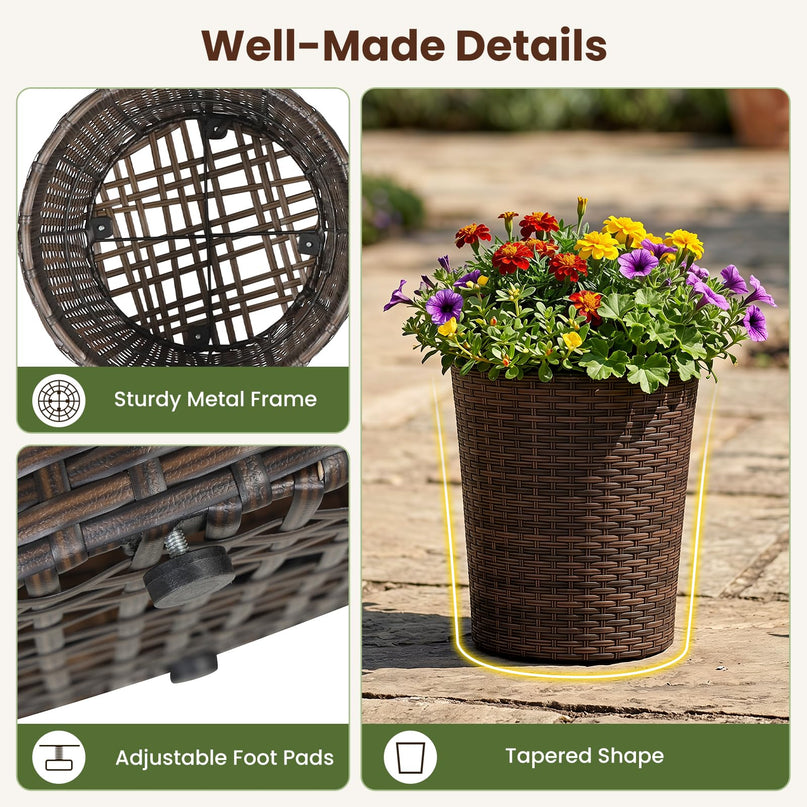 Giantex Set of 3 Plastic Planters with Drainage Holes and Saucers