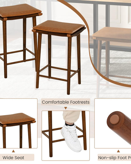 Giantex Bar Stools Set of 4, Wooden Backless Barstools for Kitchen Island