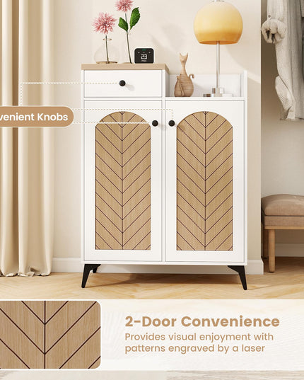 Giantex Shoe Cabinet with Doors, 6-Tier Shoe Organizer Cabinet with Drawer