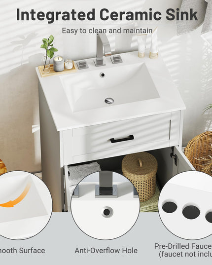 Giantex 24” Undermount Bathroom Cabinet with Ceramic Basin