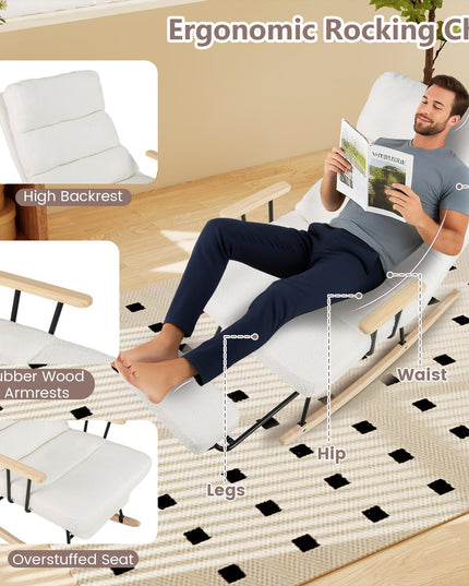 Giantex Rocking Chair Nursery Teddy Upholstered Rocker Chair