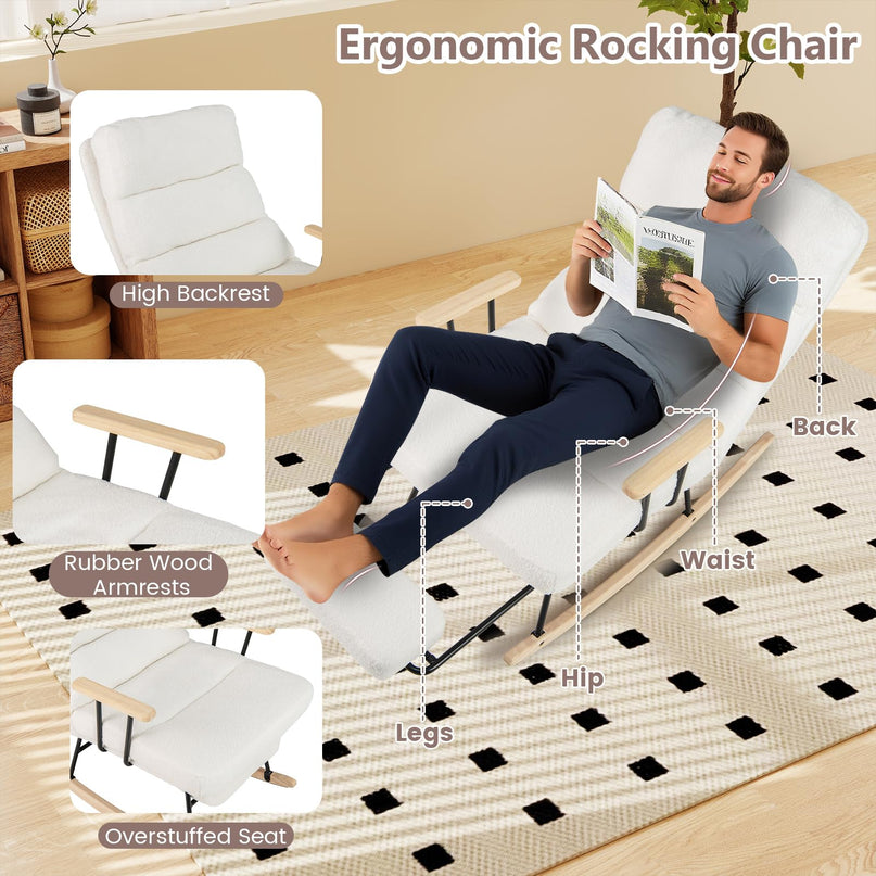 Giantex Rocking Chair Nursery Teddy Upholstered Rocker Chair