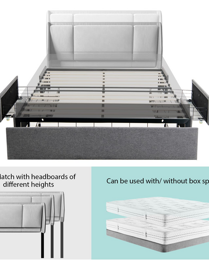 Full Size Platform Bed Frame with 3 Storage Drawers - Giantex