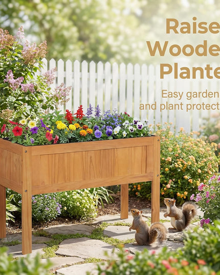 Giantex Solid Wooden Raised Garden Bed w/Legs (35"L x 16"W x 24"H)