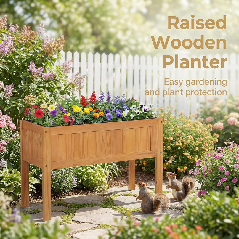 Giantex Solid Wooden Raised Garden Bed w/Legs (35"L x 16"W x 24"H)