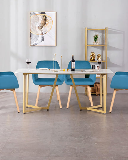Set of 2 Velvet Dining Chairs, Modern Leisure Accent Living Room Chair w/Wood Legs, Non-Slip Foot Pads