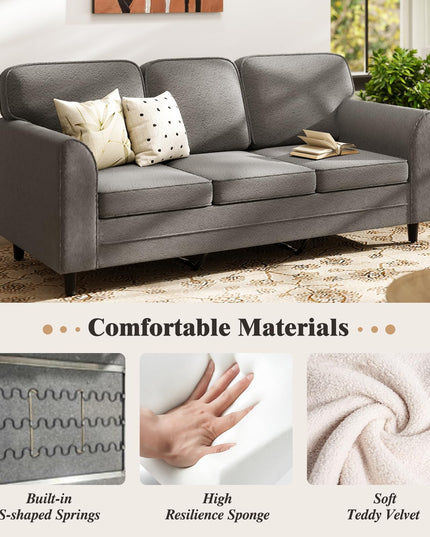 Giantex 3 Seater Couch - 79” Mid Century Modern Upholstered Sofa with Armrests, Sturdy Legs