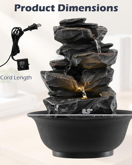 Giantex Warm Light Rock Tabletop Water Fountain Zen Meditation
