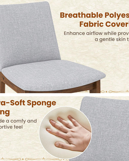 Giantex Upholstered Dining Chairs Set of 2/4, Linen Fabric Wooden Kitchen Chairs w/Rubber Wood Frame