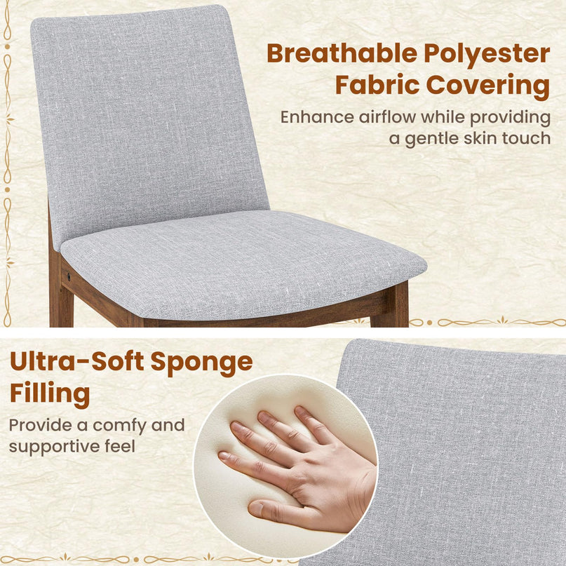 Giantex Upholstered Dining Chairs Set of 2/4, Linen Fabric Wooden Kitchen Chairs w/Rubber Wood Frame