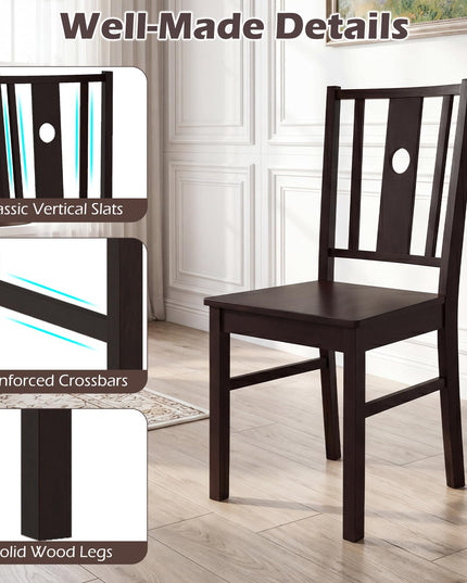 Giantex Solid Rubber Wood Dining Chairs Set of 2/4 with Slatted Curved Backrest
