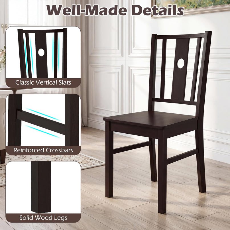 Giantex Solid Rubber Wood Dining Chairs Set of 2/4 with Slatted Curved Backrest