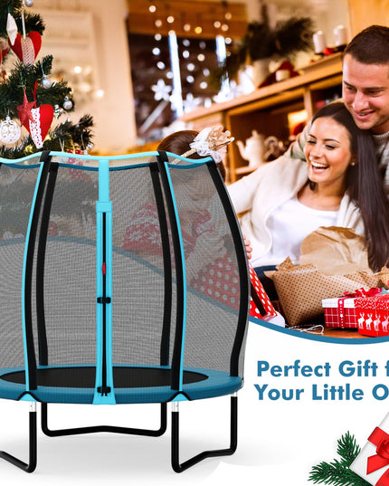 Giantex 55" Trampoline for Kids, Mini Toddler Trampoline w/Enclosure Net, Safety Pad, Outdoor Indoor Kids Trampoline for Boys Girls Gift, Blue
