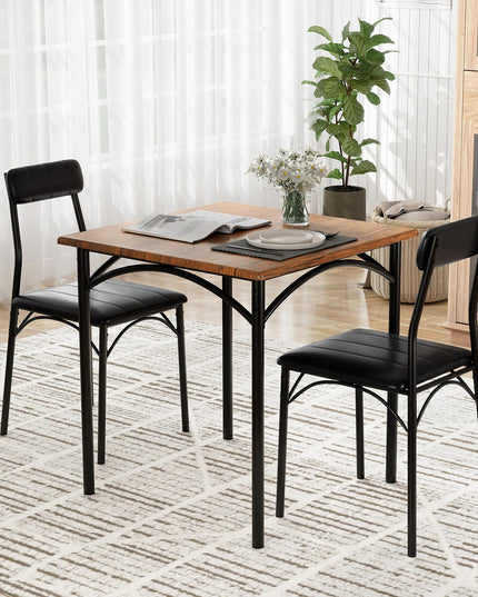 Giantex Square Kitchen Table with 2 Upholstered Armless Chairs | Space-Saving Dinette Set for Small Spaces