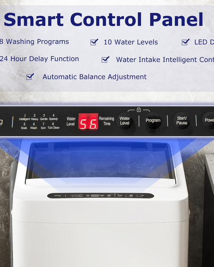 Giantex Portable Washing Machine, 1.5 cu.ft Compact Washer with Drain Pump, LED Display