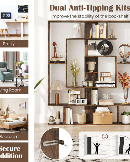 Giantex 7 Tier Geometric Bookshelf with Open Shelves