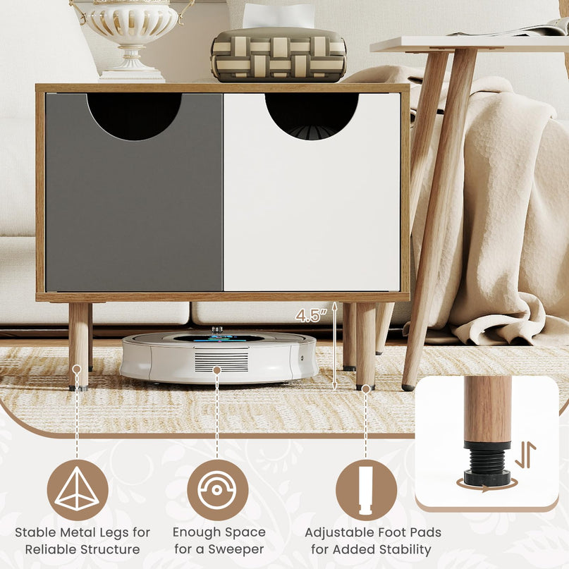GIANTEX Nesting Coffee Table Set of 2 | Small Coffee Table & Sofa Side Tables with Metal Legs