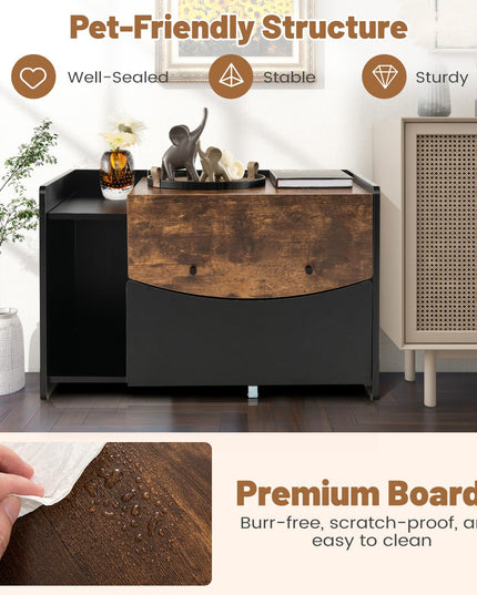 Giantex Cat Litter Box Enclosure - Hidden Cat Washroom Furniture with Rolling Pull-Out Drawer