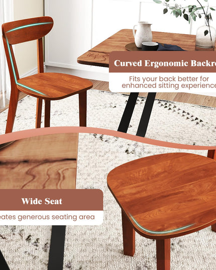 Giantex Wooden Dining Chairs, Kitchen Chairs w/Curved Backrest & Solid Rubber Wood Frame