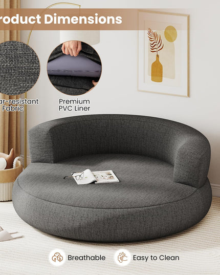 Canapé rond gonflable Giantex avec grande zone de couchage et accoudoirs larges, fauteuil de relaxation.