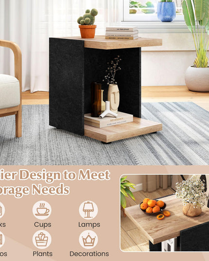 Giantex 2 Tier Sofa Side Table with Open Storage Shelf