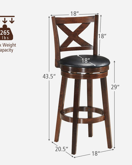 Counter Height Dining Chair, Fabric Upholstered 360 Degree Swivel, PVC Cushioned Seat, Perfect for Dining and Living Room