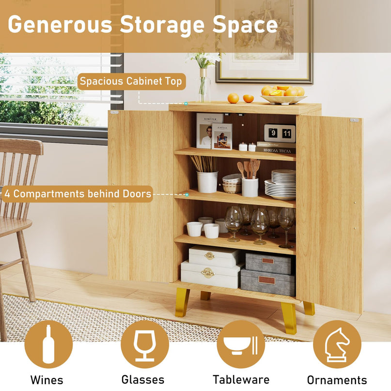Giantex Sideboard Buffet Cabinet with Double Doors & Removable Shelves