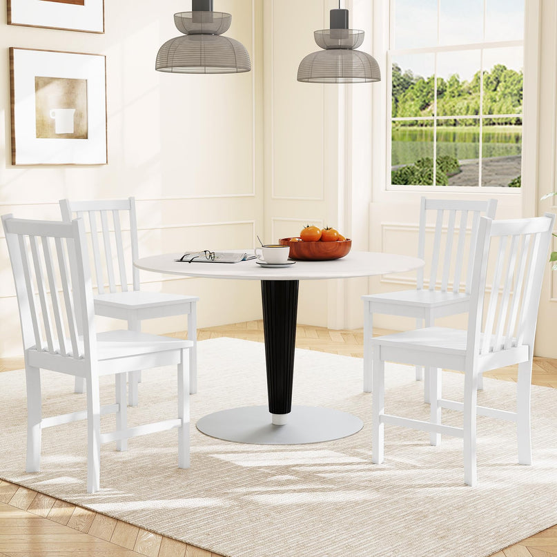 Giantex Wooden Dining Chairs Set of 2/4 100% Solid Rubber Wood Kitchen Chair