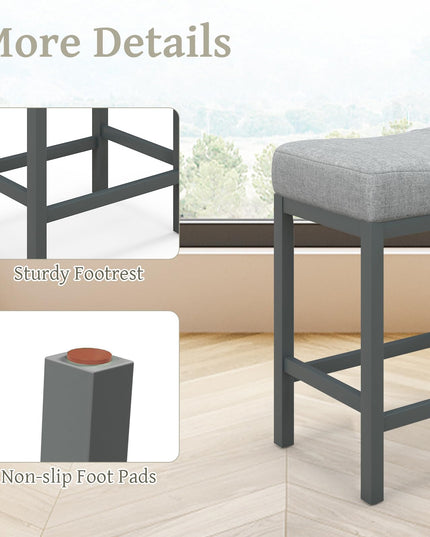 Giantex Counter Height Bar Stools Set of 2/4, 24.5" Backless Linen Fabric Bar Saddle Stools w/Solid Rubber Wood Frame & Footrest