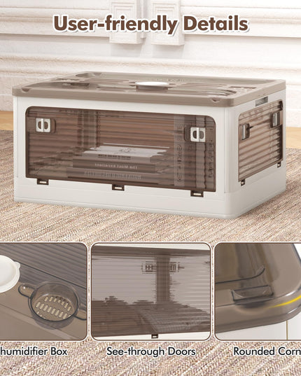 Giantex Storage Bins with Lids and Hidden Wheels, 3/6 Pack Stackable Collapsible Storage Boxes with 5 Opening Doors