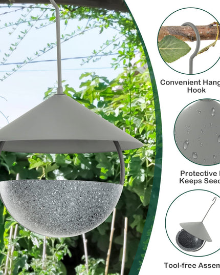 Giantex Bird Feeder, Hanging Wild Bird Feeder Bath with Removable Resin Feed Bowl and Waterproof Metal Roof