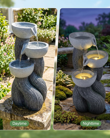 Giantex 3-Tier Outdoor Water Fountain with Lights