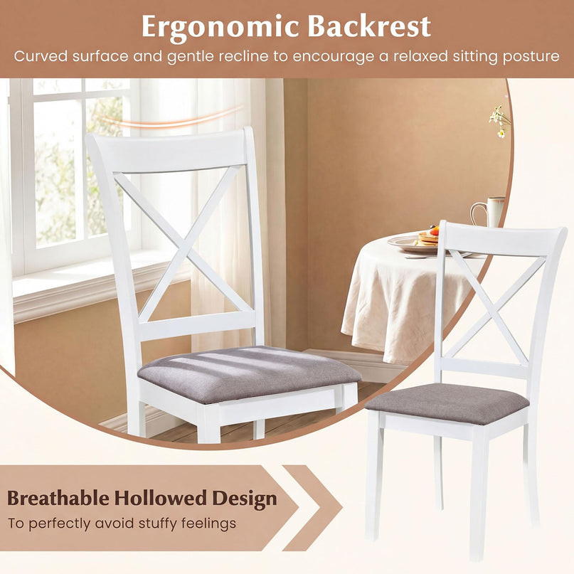 Giantex Rubber Wood Dining Room Chairs with Comfortable Backrest & Padded Seat