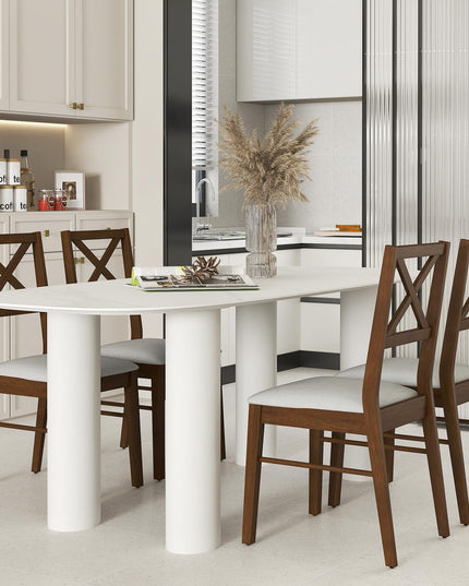 Giantex Wooden Dining Chairs Set of 2/4, Upholstered Kitchen Chairs w/Cross Back & Padded Seat