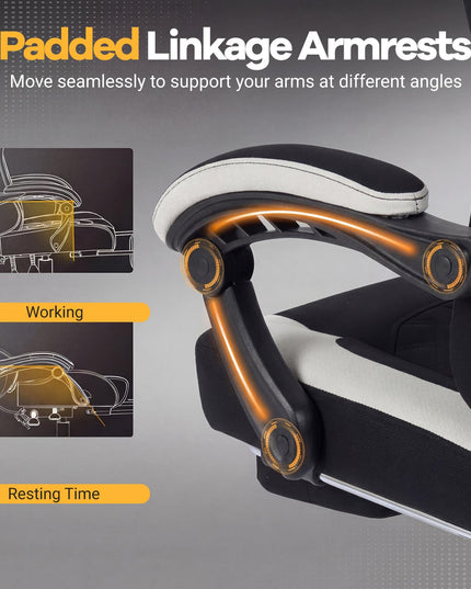 Fauteuil de gaming ergonomique et réglable avec repose-tête, repose-pieds et pivotement à 360°