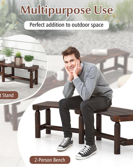 Giantex Wooden Outdoor Bench for 2-Person - Fire Pit Chair Bench