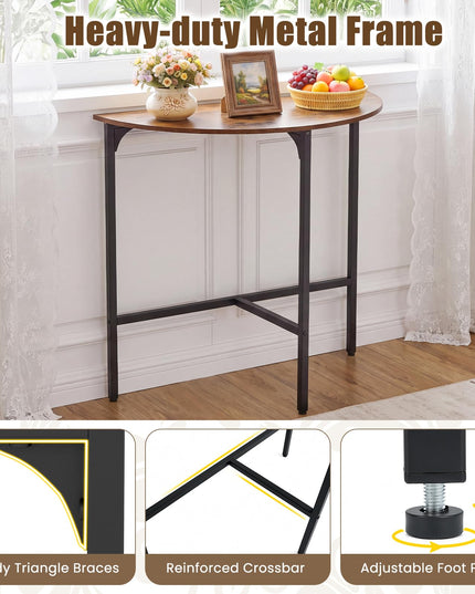 GIANTEX 32" Narrow Half Moon Console Table with Metal Frame & Anti-tip Kits