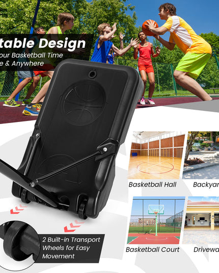 Giantex Basketball Hoop Outdoor Kids - Height Adjustable 5.2 Ft- 6.9 Ft Portable Basketball Hoop Stand with Wheels