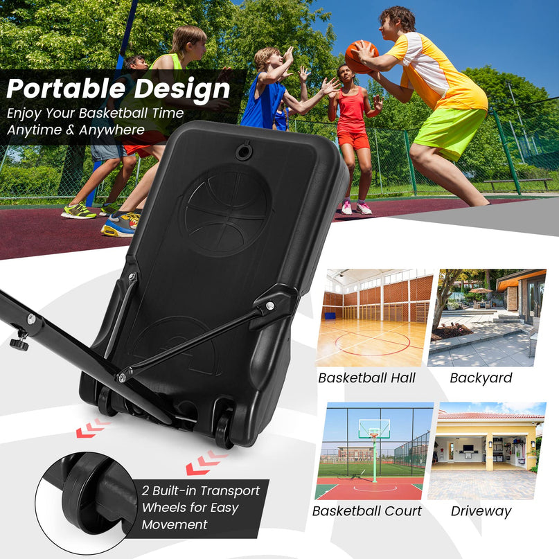 Giantex Basketball Hoop Outdoor Kids - Height Adjustable 5.2 Ft- 6.9 Ft Portable Basketball Hoop Stand with Wheels