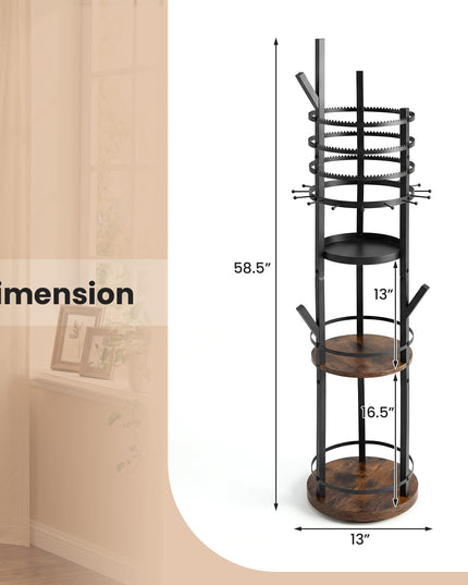 CHARMAID Range-bijoux rotatif sur pied à 360° | Arbre à bijoux de 148,6 cm avec présentoirs à boucles d'oreilles à 3 niveaux