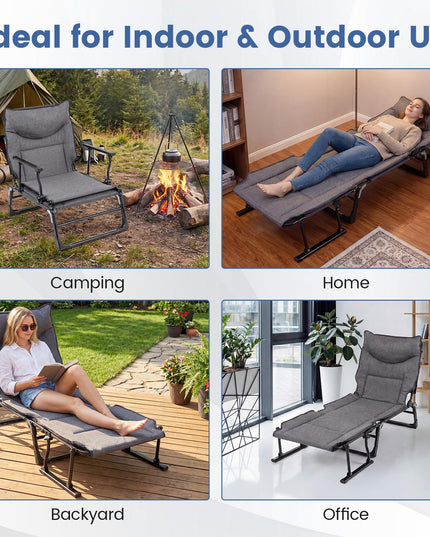 Chaise longue pliante Giantex pour patio avec coussin pour salon