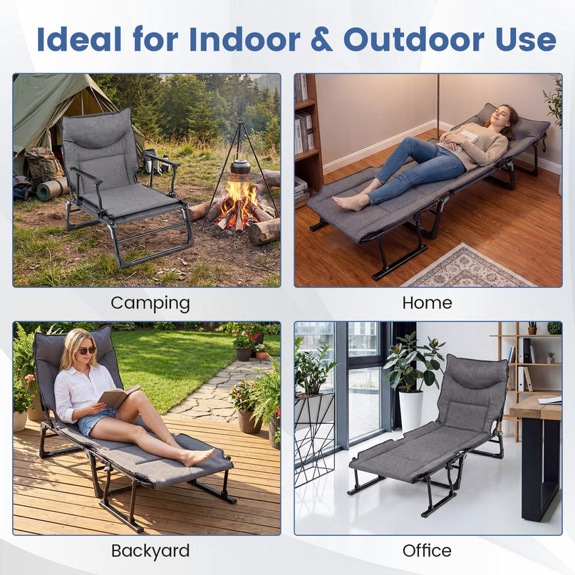 Chaise longue pliante Giantex pour patio avec coussin pour salon