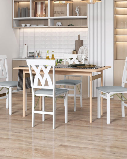 Giantex Folding Dining Chairs Set with PVC Leather for Home Small Space