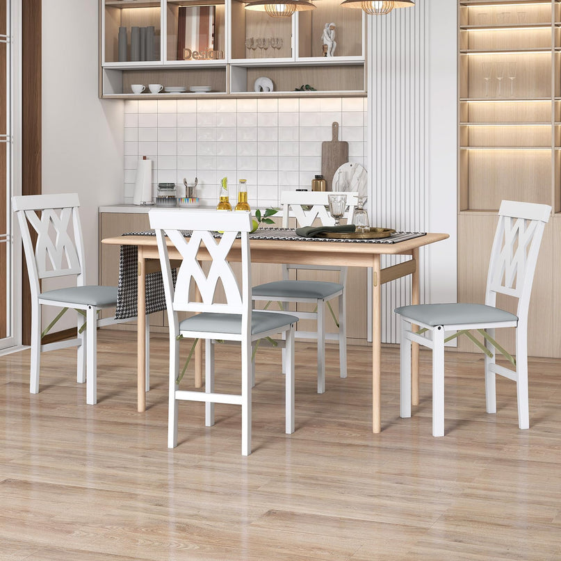 Giantex Folding Dining Chairs Set with PVC Leather for Home Small Space