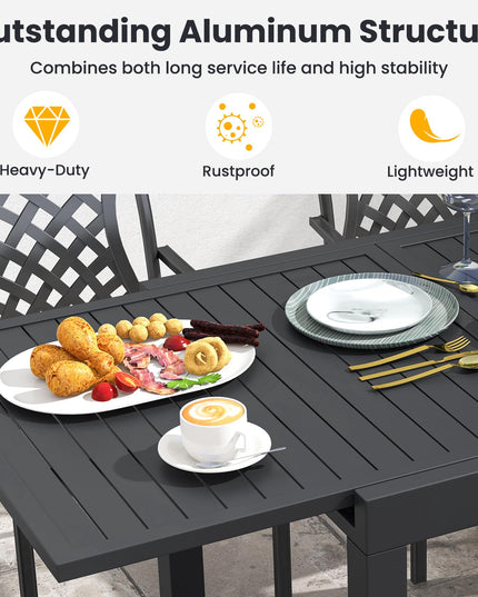 Giantex Expandable Patio Table, 31.5”-63” Extendable Aluminum Dining Table for 4-6 People