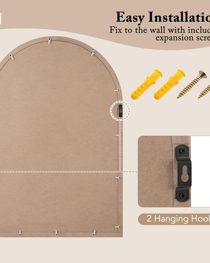 CHARMAID Farmhouse Arched Window Mirror - 34"x23" Arch Mirror Wall Decor