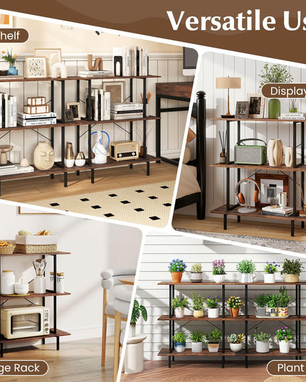 GIANTEX 3-Tier Bookshelf Industrial Bookcase with Open Shelves