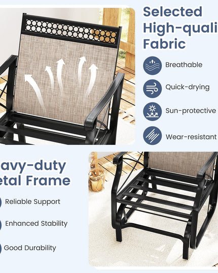 Chaise planeur d'extérieur Giantex avec coussins d'assise et de dossier épais amovibles